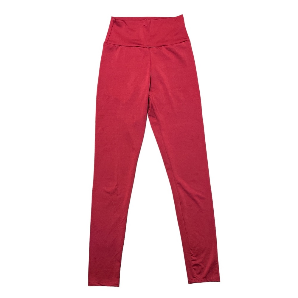 Red High Waisted Active Workout Leggings